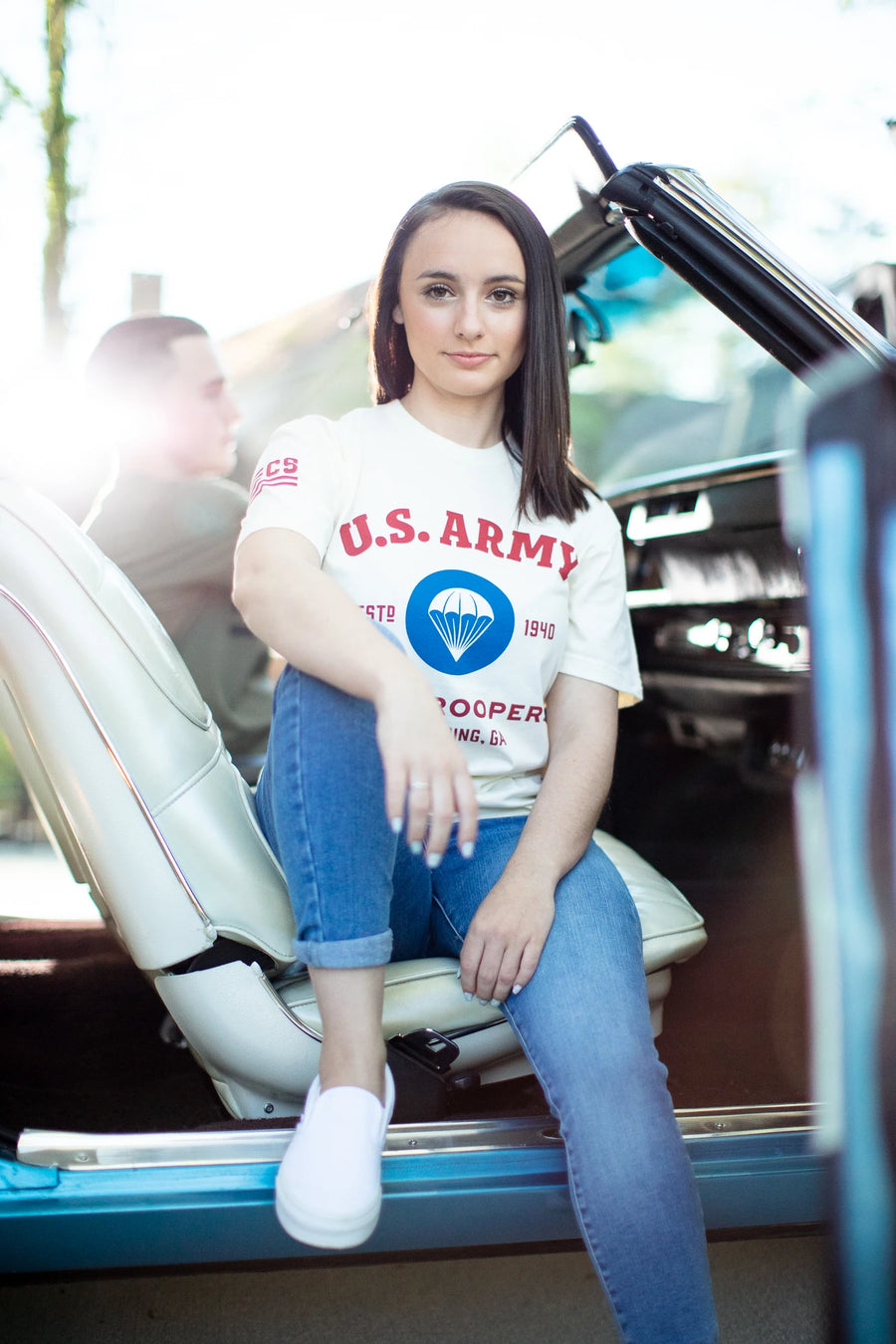 Airborne Classic White T-Shirt Female Lifestyle Photo