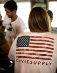American Flag Pocket T-Shirt Female Lifestyle Photo 1