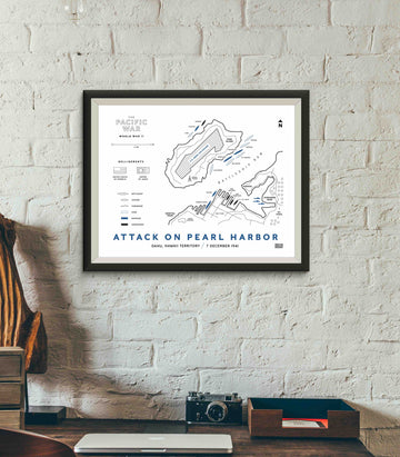 Attack on Pearl Harbor Map Framed