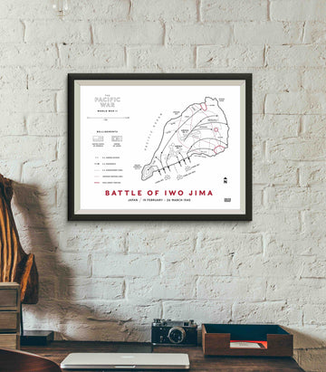 Battle of Iwo Jima Map Framed