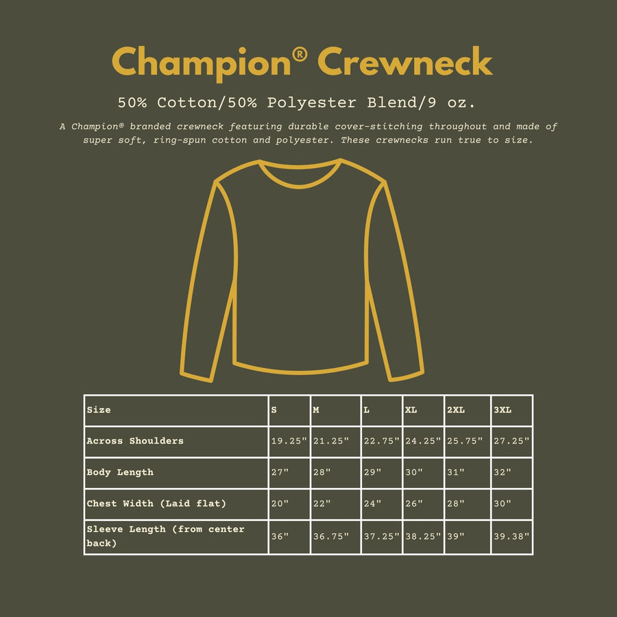 Flags Forward Crewneck Sweatshirt (Champion) Size Chart