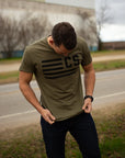 Flags Forward Military Green T-Shirt Army Veteran Lifestyle Photo