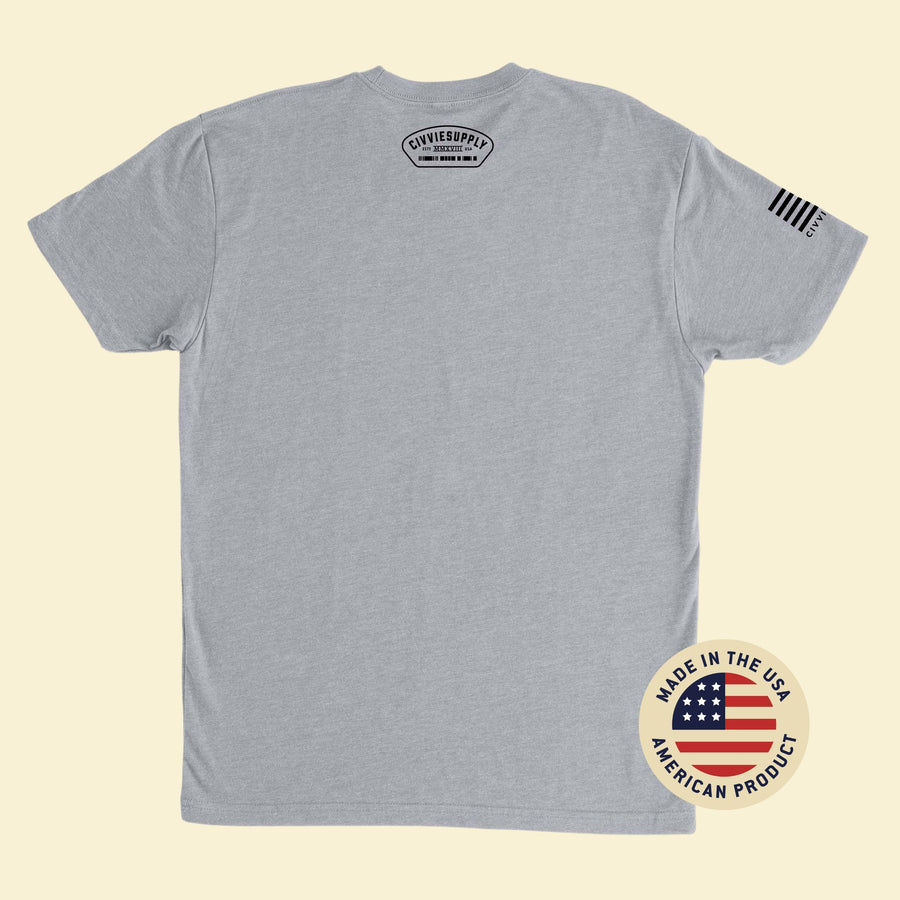 Fort Jackson — Victory Starts Here Gray T-Shirt Back