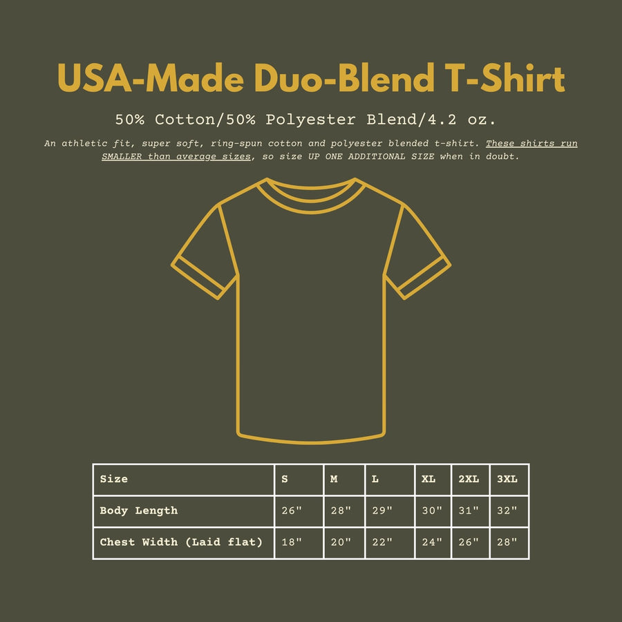 Infantry Branch T-Shirt Size Chart