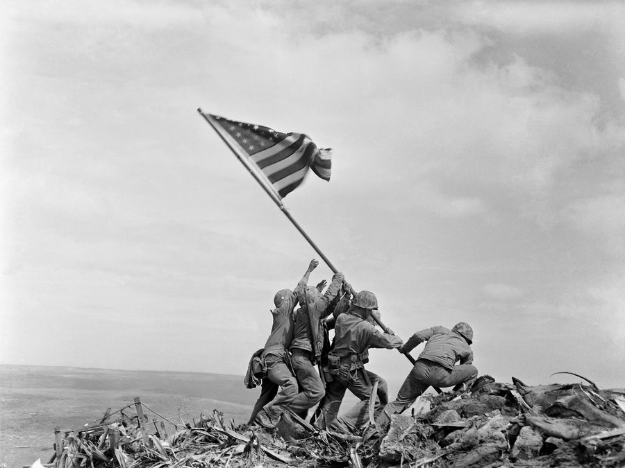 Raising the Flag on Iwo Jima Zoomed In Photo